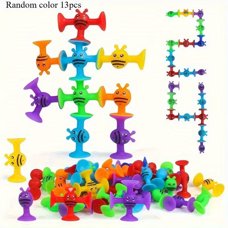 Silicone Suction Sensory Blocks – Interconnectable Educational Building Toys for Kids | Bright Colors, Travel & Party Play Set
