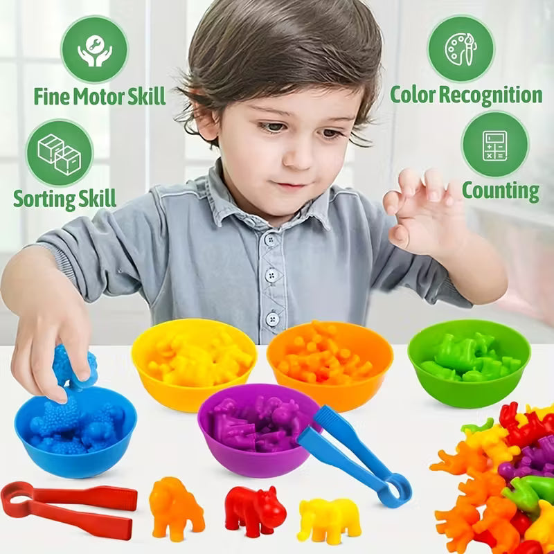 Counting Animal Sorting Toy Set – Educational Matching Game with Bowls | Montessori Math & Sensory Learning Toy for Kids