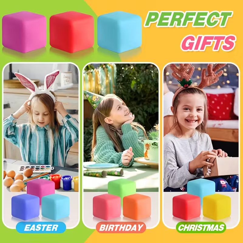 Sensory Soft Blocks (10pcs)  Colorful Slow-Rising Finger Toys for Kids & Adults | Stress Relief, Classroom & Party Favors