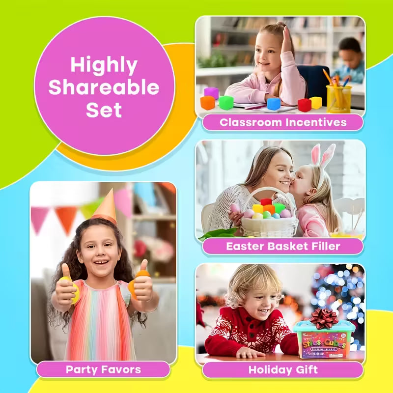 Sensory Soft Blocks (10pcs)  Colorful Slow-Rising Finger Toys for Kids & Adults | Stress Relief, Classroom & Party Favors