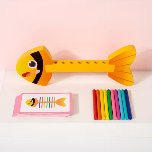 Color Sorting & Matching Fishbone Wooden Toy  Educational Montessori Game for Kids