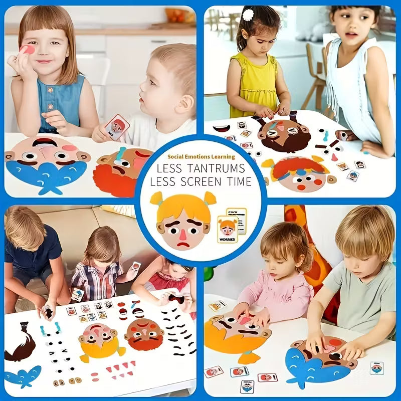 Emotion Cards Craft Toy Set – Social & Emotional Learning Puzzle Game for Kids | 9 Expression Cards for Classroom & Home Play