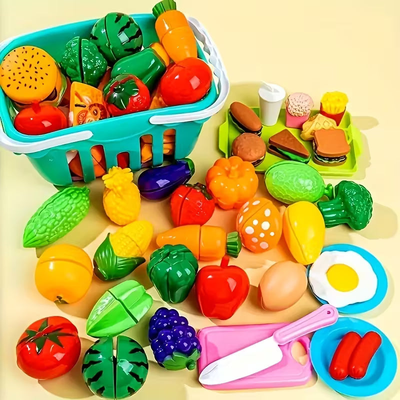 Simulation Food Toy Set – 24-Piece Fruit & Vegetable Kitchen Play Set for Kids | Pretend Cooking & Learning Toy