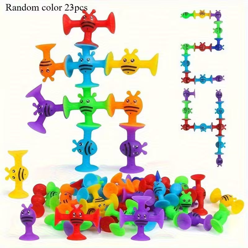 Silicone Suction Sensory Blocks – Interconnectable Educational Building Toys for Kids | Bright Colors, Travel & Party Play Set