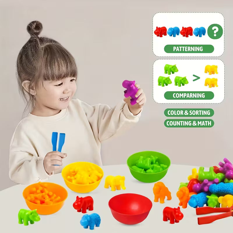 Counting Animal Sorting Toy Set – Educational Matching Game with Bowls | Montessori Math & Sensory Learning Toy for Kids