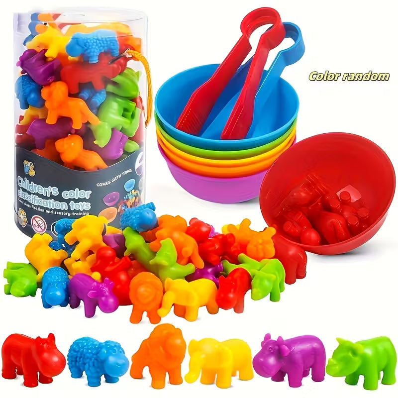 Counting Animal Sorting Toy Set – Educational Matching Game with Bowls | Montessori Math & Sensory Learning Toy for Kids