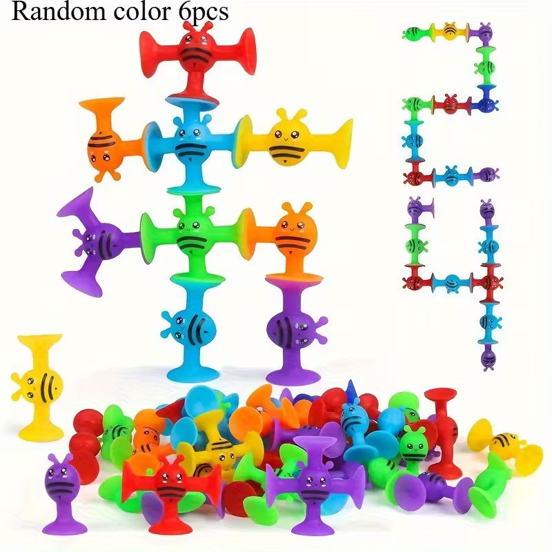 Silicone Suction Sensory Blocks – Interconnectable Educational Building Toys for Kids | Bright Colors, Travel & Party Play Set